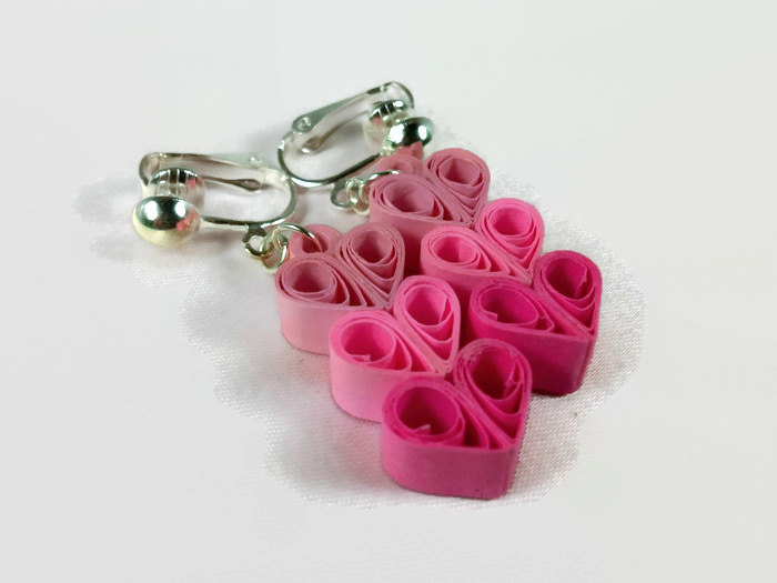 Paper Quilled Heart Clip On Earrings Paper Anniversary