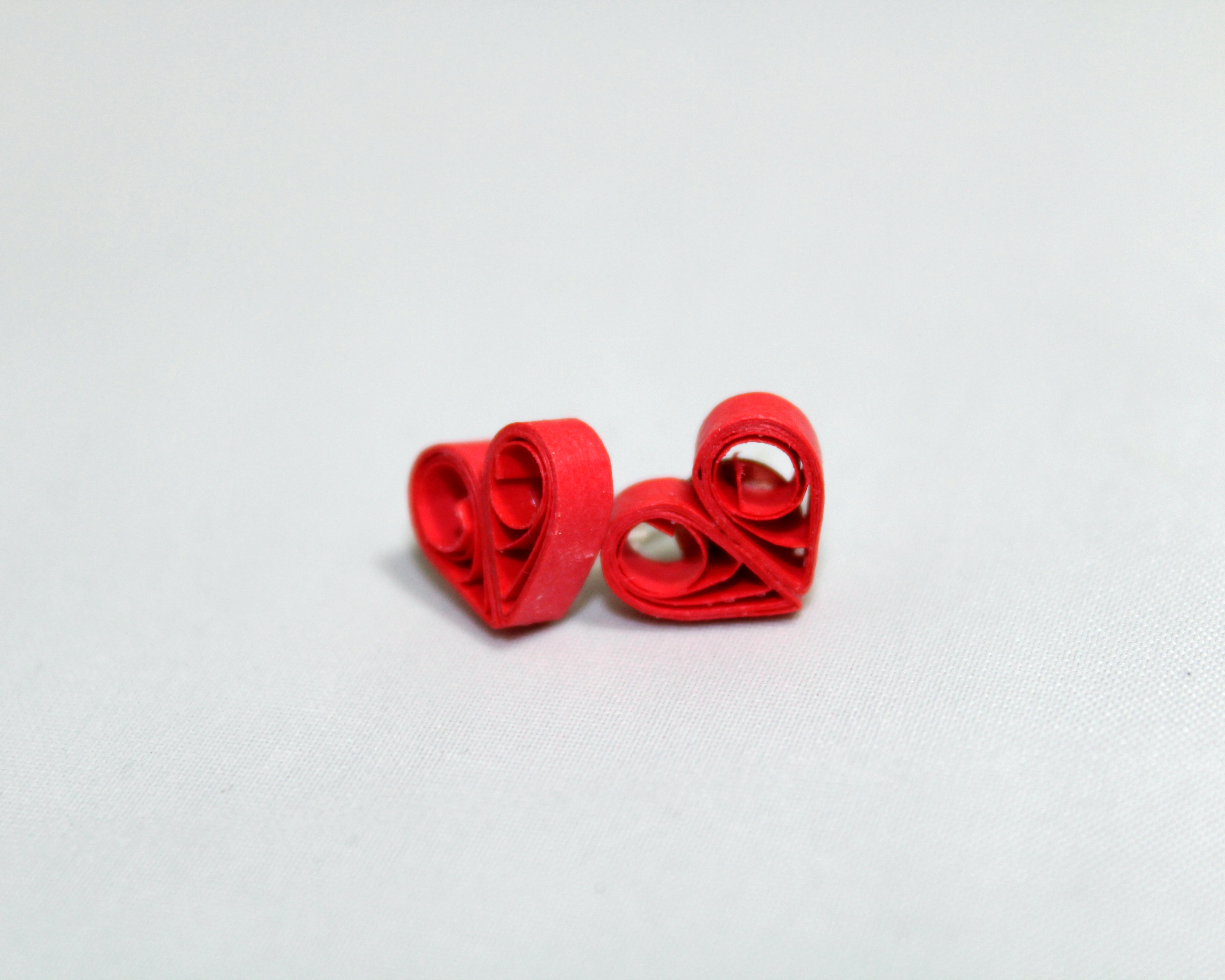 Little Heart Stud Earrings, Paper Quilled Sweethearts and Crafts