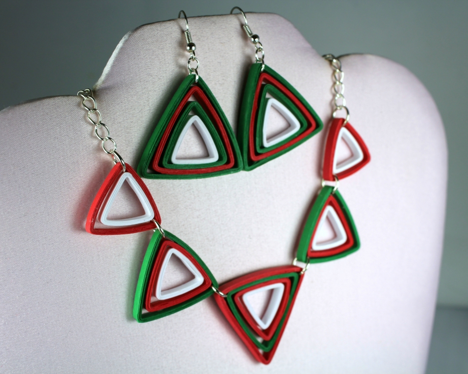 Modern Christmas Jewelry Set Paper Triangles | Sweethearts  