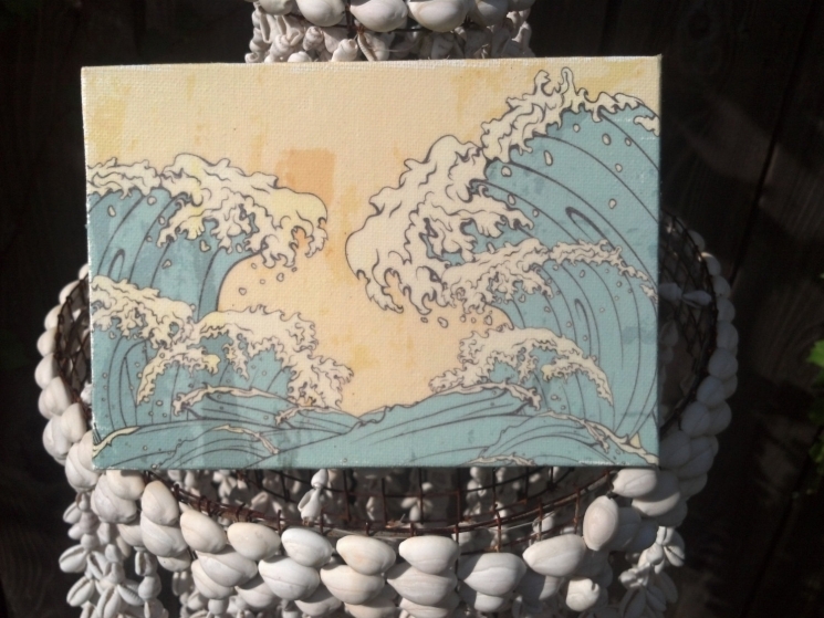 waves artwork, beach art, ocean waves, cotton anniversary, 2nd anniversary gift
