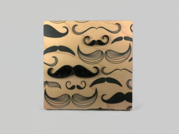 gift for him, mustache quilling, quilling art, mustache print, wood anniversary