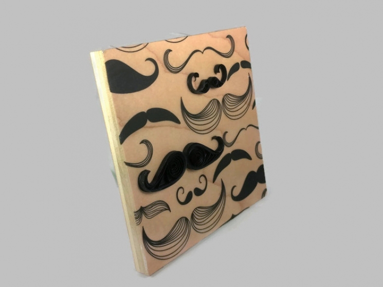 mustache wood print, hipster gift, mustache wall art, mustache decoration