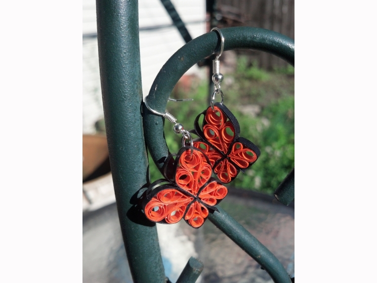 monarch butterfly earrings, paper quill butterfly earrings, paper quill monarch