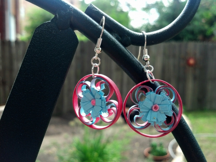 handmade paper earrings, handmade jewelry, handmade earring, handmade in chicago