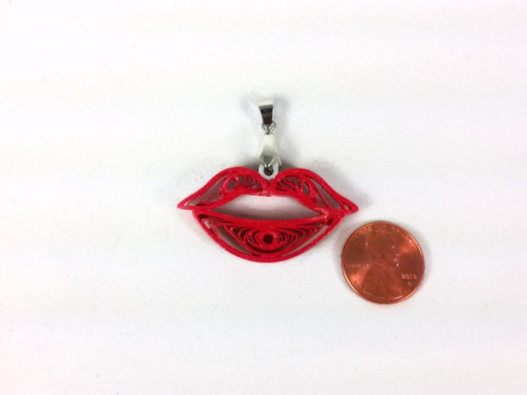 red lips necklace, red lips pendant, red lips jewelry, red kiss jewelry