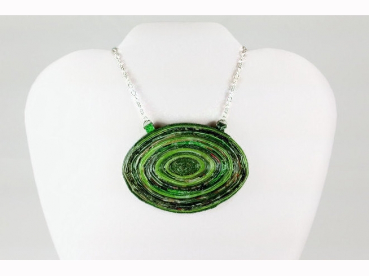 upcycled necklace, chunky necklace, green statement necklace, oversized necklace