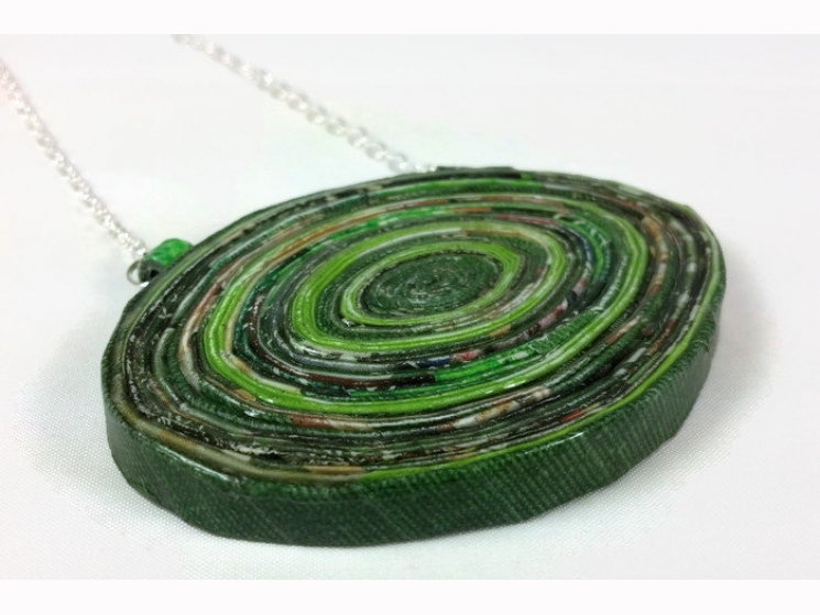 upcycled jewelry, faux stone necklace, large stone, lightweight stone necklace