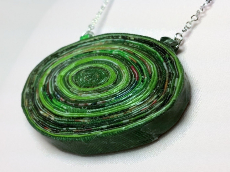 lightweight necklace, recycled necklace, magazine paper jewelry, anniversary