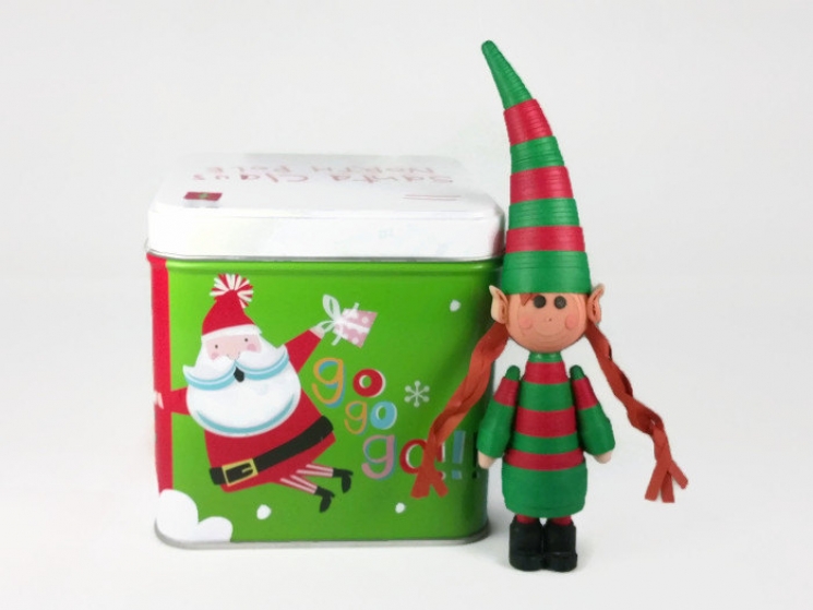 handmade Christmas ornament, Christmas ornament, quilled elf, elf figurine
