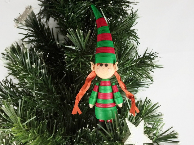 Christmas elf decoration, quilling elf, cute Christmas ornament, standing elf