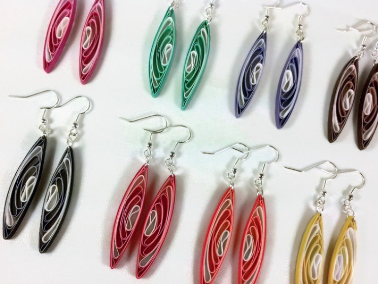 bridesmaid earrings, handmade dangle earrings, pick your color earrings, wedding