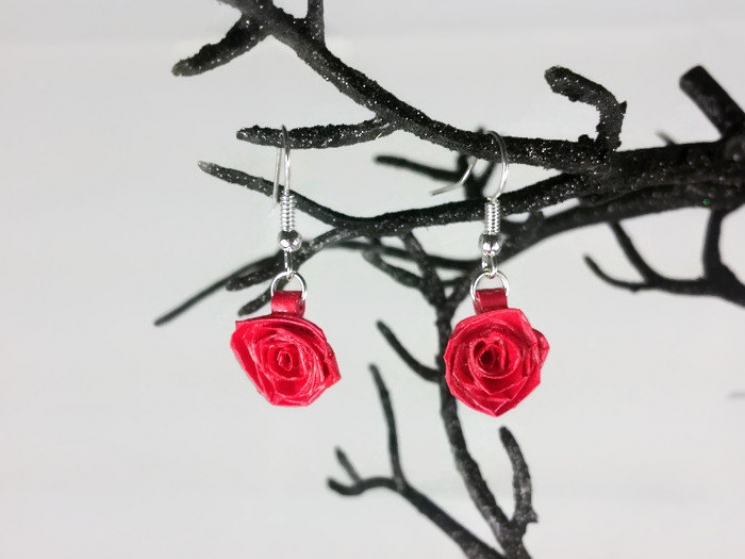 gift for wife, bridesmaid gift, handmade rose earrings, ecofriendly rose earring