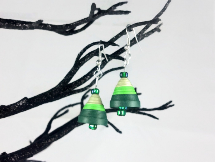 green bell earrings, bell earrings, christmas earrings, unusual earrings