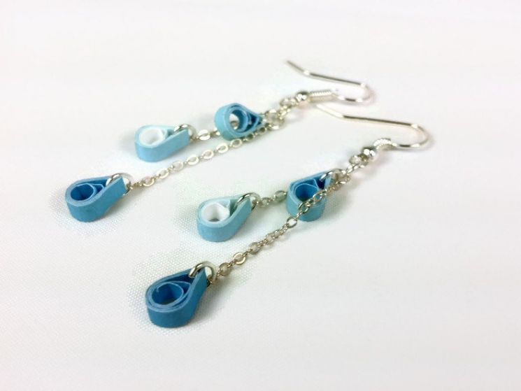 blue teardrop earrings, teardrop dangle earrings, sympathy gift, paper tears