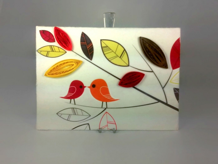 love birds canvas, paper anniversary gift, gift for him, cotton anniversary gift