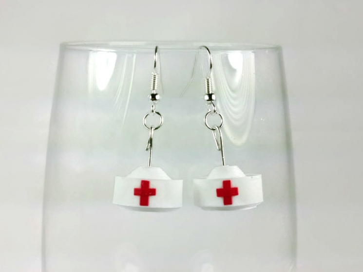 nurse hat earrings, paper gift, gift for nurse, nurse gift, nurse earrings