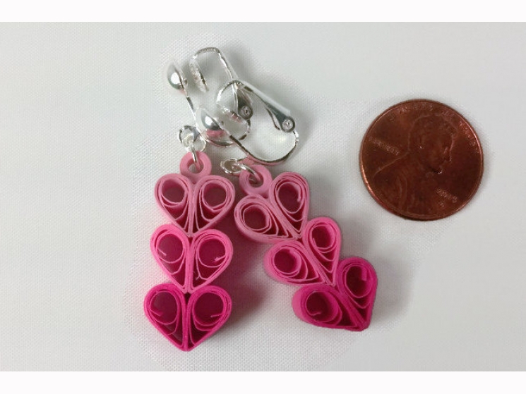 non pierced ears, clipons, clip on heart earrings, paper anniversary gift, first