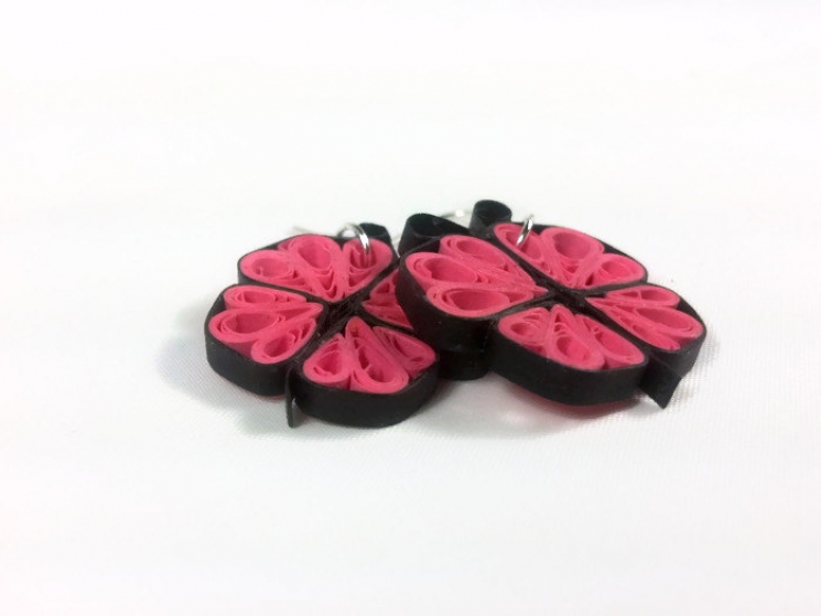 butterfly earrings, butterfly jewelry, paper jewelry, pink earrings