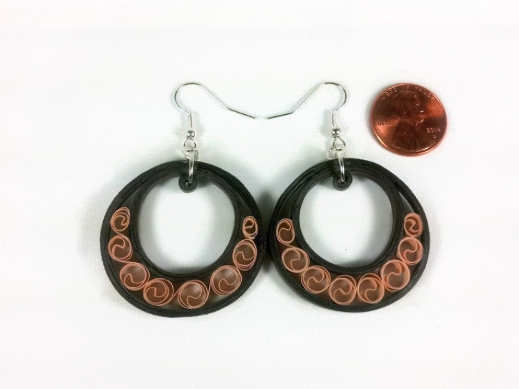 ecofriendly hoop earring, half moon hoop, brown half moon hoop, handmade earring