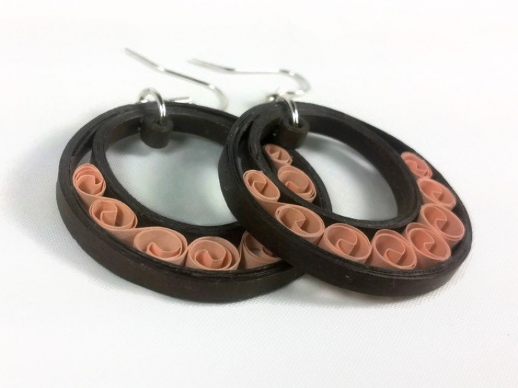 crescent earrings, shades of brown earrings, earth tone earrings, brown hoops