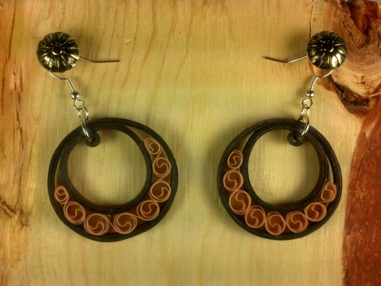 brown filigree earrings, paper jewelry, unique earrings, filigree earrings