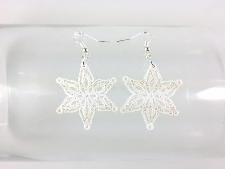 paper snowflake jewelry, snowflake jewellery, white snowflakes, gift for her