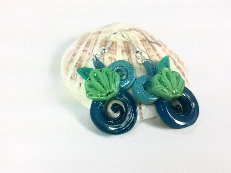 Seashell Jewelry, seashell earrings, paper earrings, beach earrings, beach style