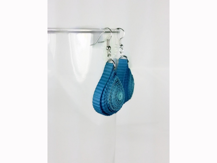 blue tears, paper earrings, paper tears, shades of blue, chunky earrings