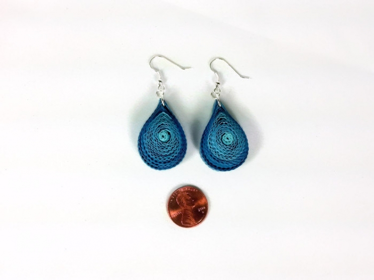 chunky drop earrings, chunky blue earrings, handmade earrings, eco friendly