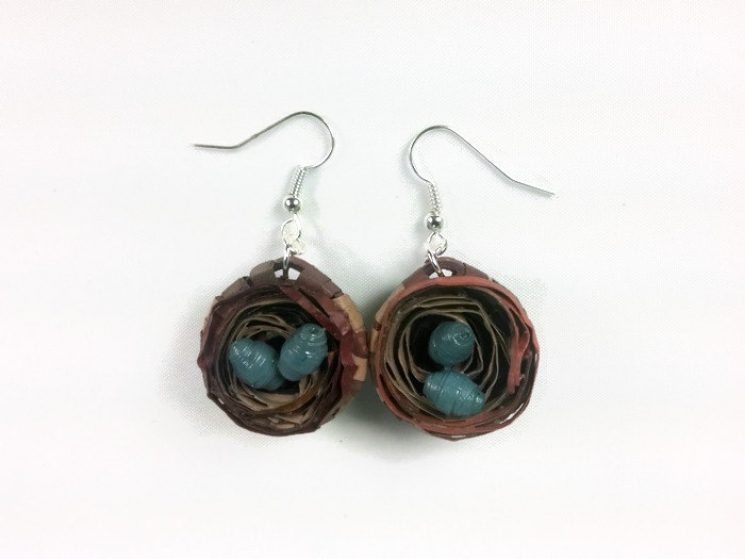 birds nest earrings, handmade bird nest earrings, earrings for mother