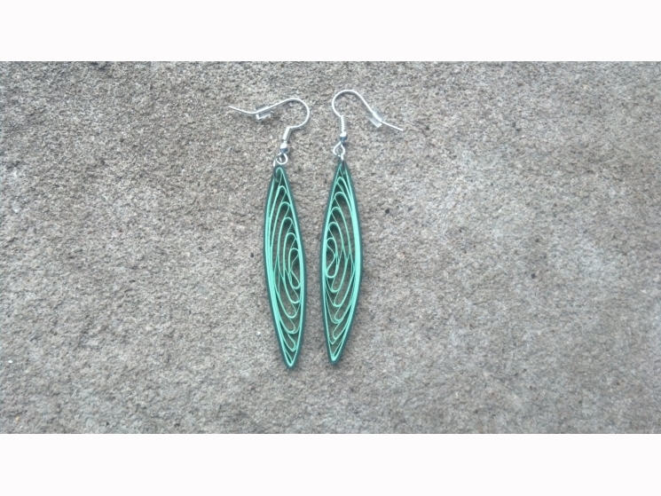 dangle earrings, long dangle earrings, shades of green, unusual earrings