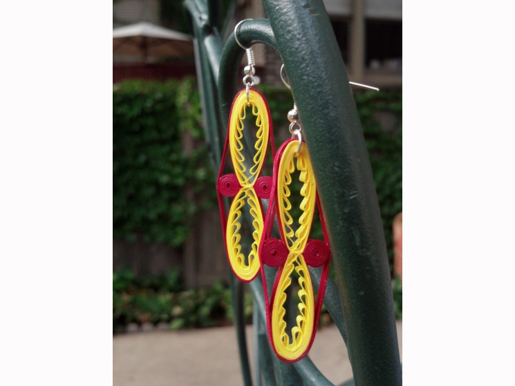 long tribal earrings, paper quilled earrings, tribal earrings, ethnic earrings