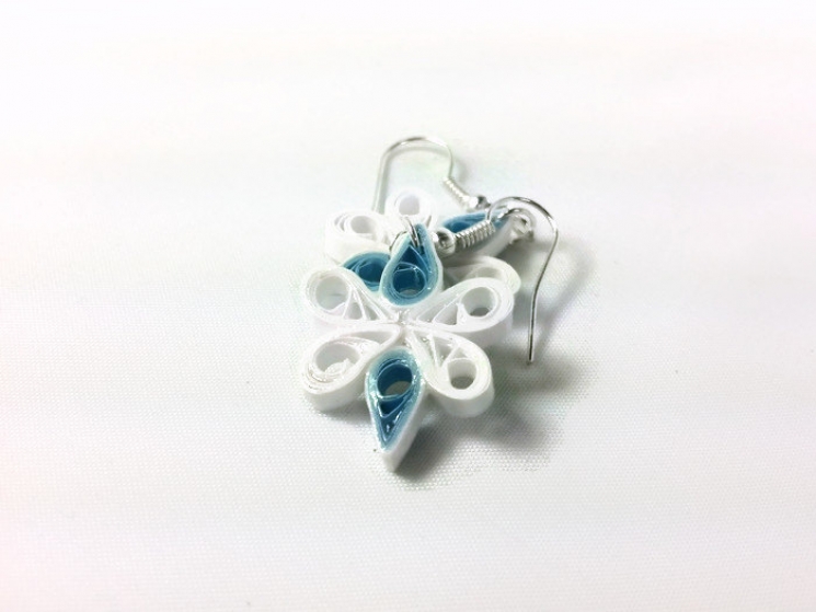 white and blue bridesmaid earrings, wedding earrings, bridal earrings, eco chic