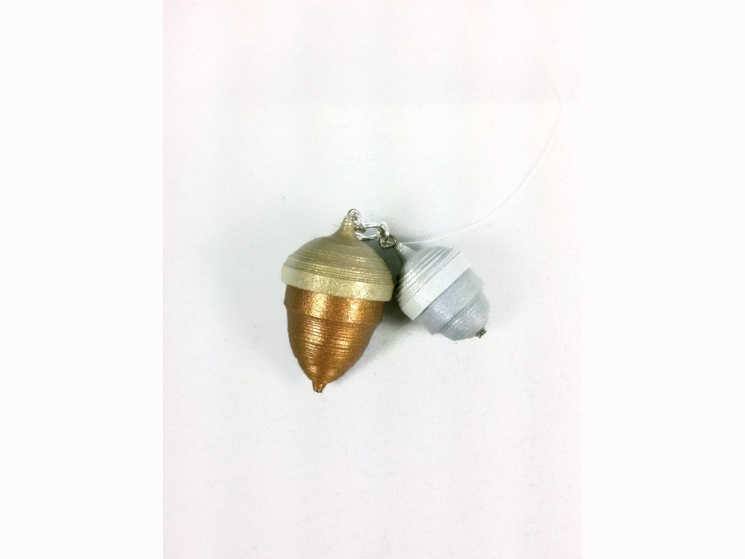 acorn necklace, acorn pendant, paper quilling, paper quill jewelry, quill acorns