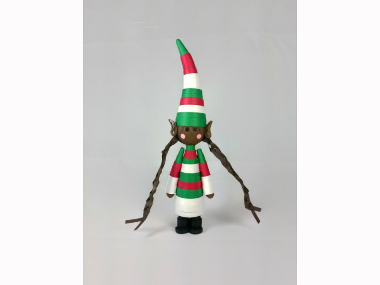 brown elf ornament, black elf, Christmas ornament, African American, quilled elf