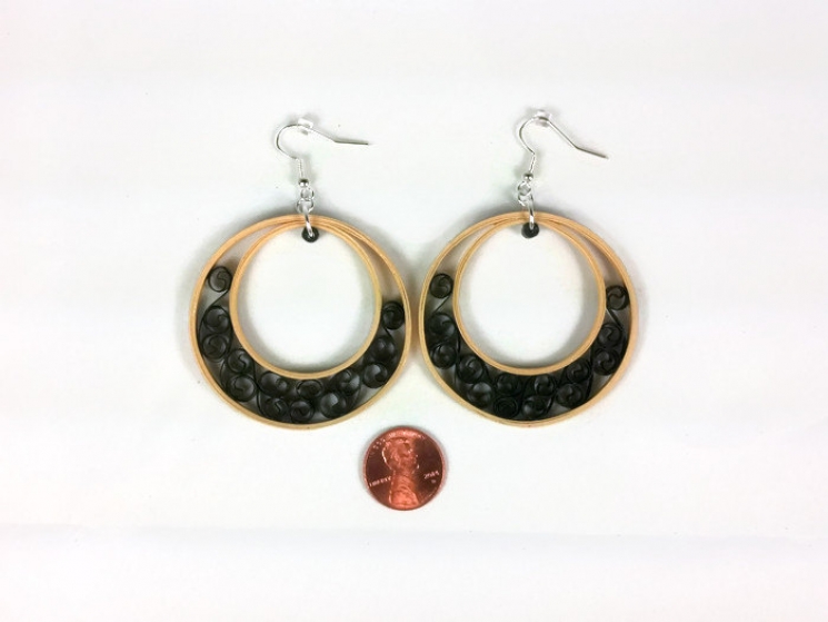eco chic, boho chic, gold paper, unique hoops, handmade bridal jewelry, handmade