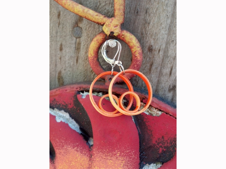 small orange hoops, orange hoop earrings, small hoop earrings, orange hoops