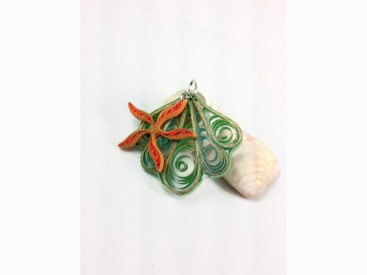 beach jewelry, seashell necklace, seashell jewelry, quilled shell