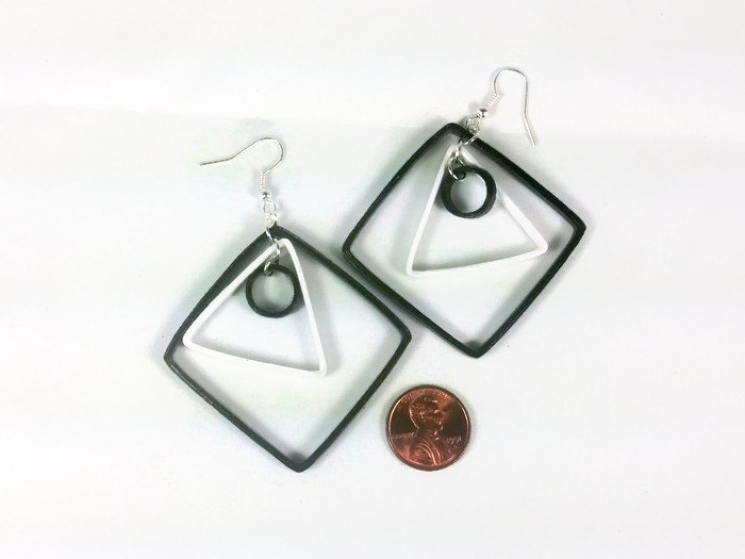 contemporary earrings, unique earrings, paper anniversary gift, gift for her