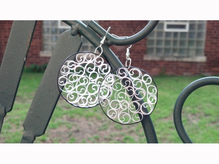 large round earrings, paper quilling earrings, paper anniversary gift