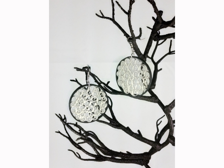 oversized earrings, paper earrings, paper filigree, handmade earrings