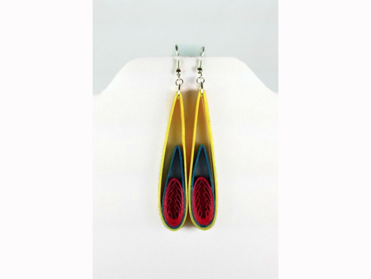 flames earrings, art deco earrings, long tapered earrings, tapered drop earrings