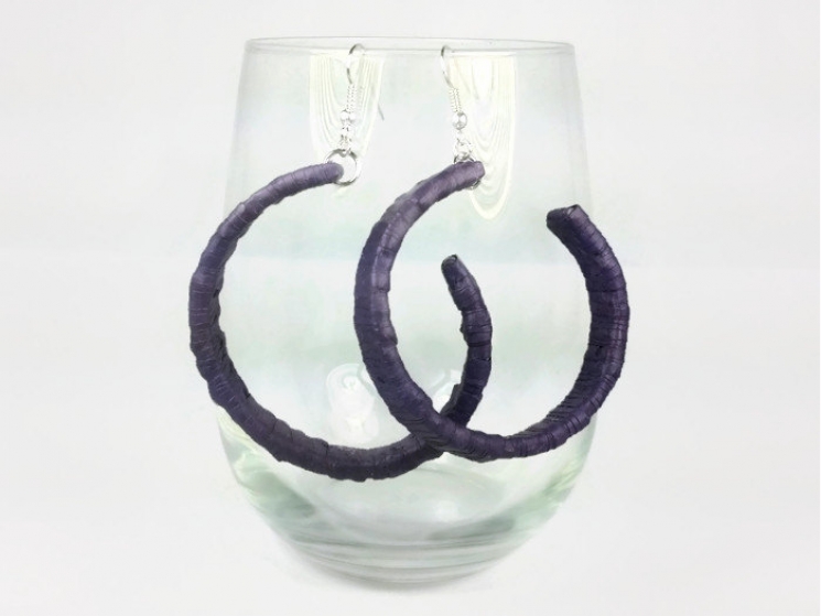 purple half hoops, unique earrings, earring addict, earring lover