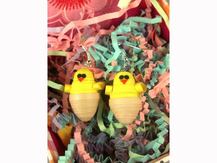 baby chicken earrings, earrings for Easter, chick earrings, chicken and egg