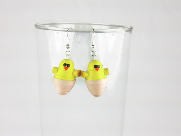 baby chick earrings, paper quilling earrings, earrings for girls, new mom gift
