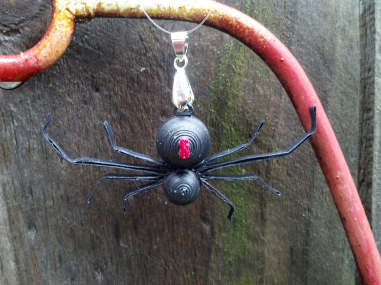 black widow necklace, paper spider, realistic spider, handmade spider jewelry