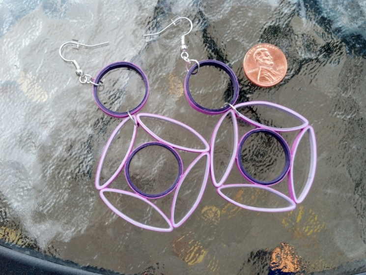 unique earrings, unique jewelry, shades of purple, purple jewelry, eco friendly