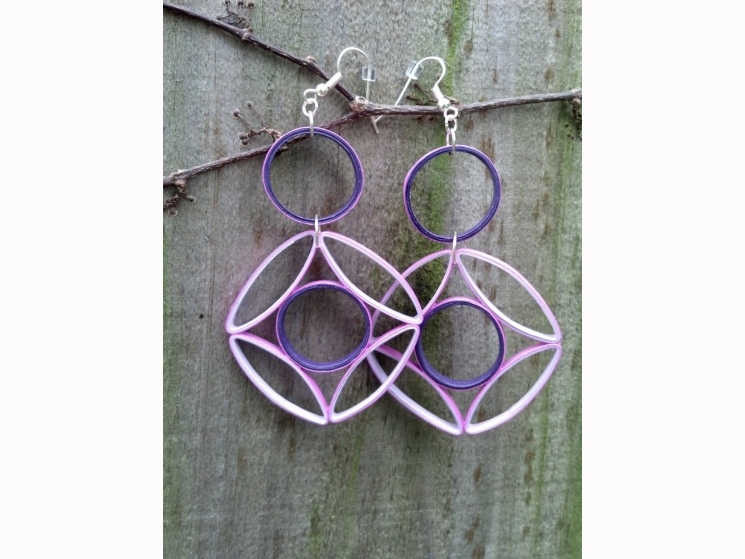 geometric purple earrings, purple statement earrings, paper quilling earrings