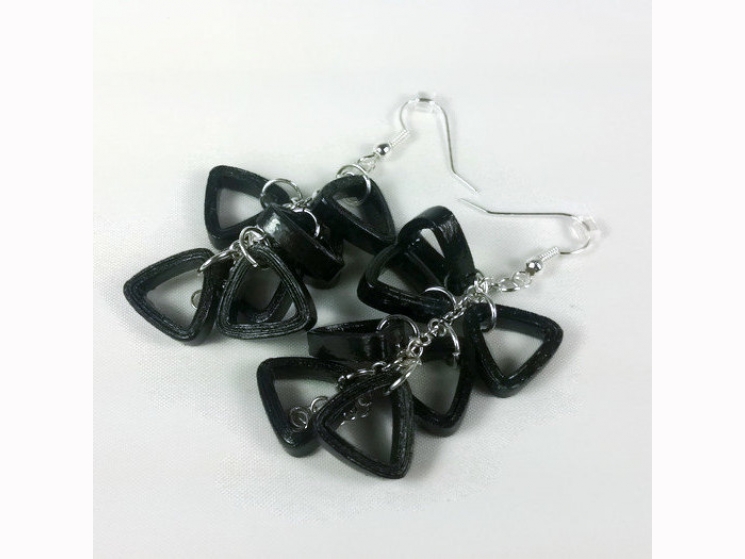 quill earrings, black quilling, black paper earrings, unique jewelry, eco chic