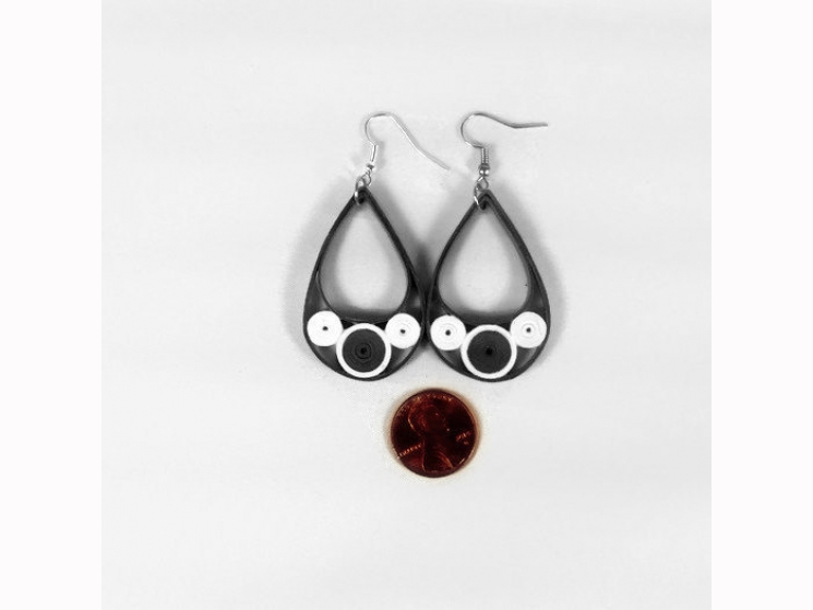 eco chic earrings, retro earrings, geometric earrings, handmade earrings